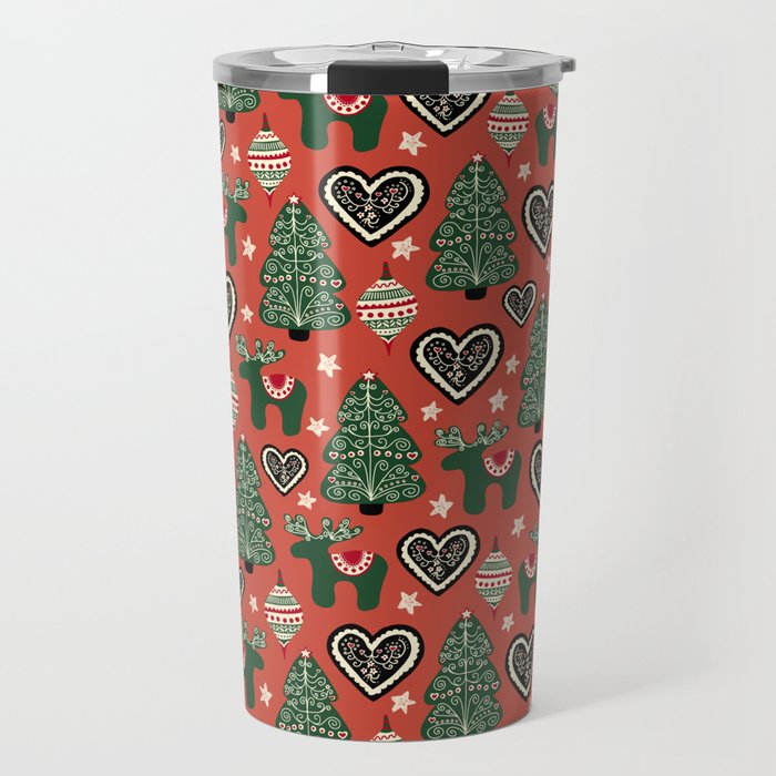 Scandinavian Christmas Ornaments Travel Mug Gallery Image 1