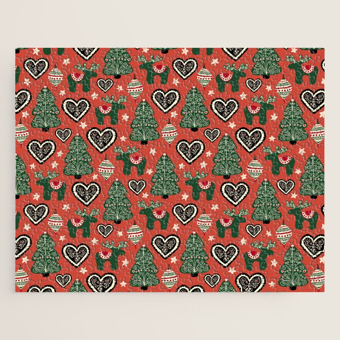 Scandinavian Christmas Ornaments Jigsaw Puzzle Gallery Image 1