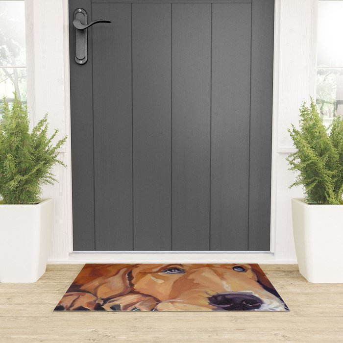 Golden Retriever Dog Portrait Welcome Mat Gallery Image 3