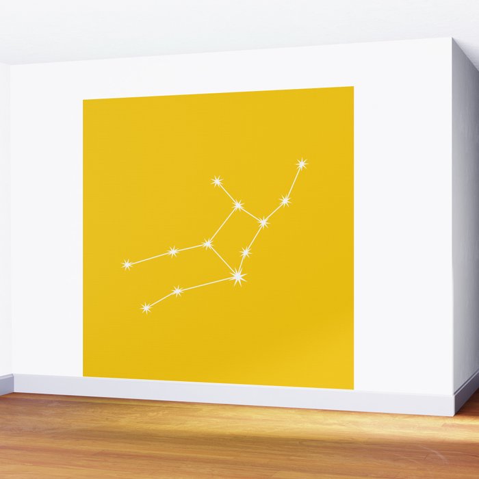 Virgo Zodiac Star Constellation Line Art Bright Yellow Wall Mural Gallery Image 2