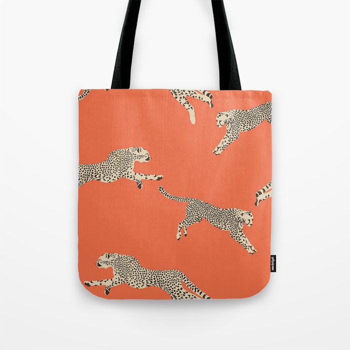 Leaping Cheetahs Tangerine Tote Bag Gallery Image 1