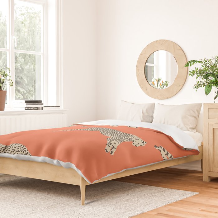 Leaping Cheetahs Tangerine Duvet Cover Gallery Image 2