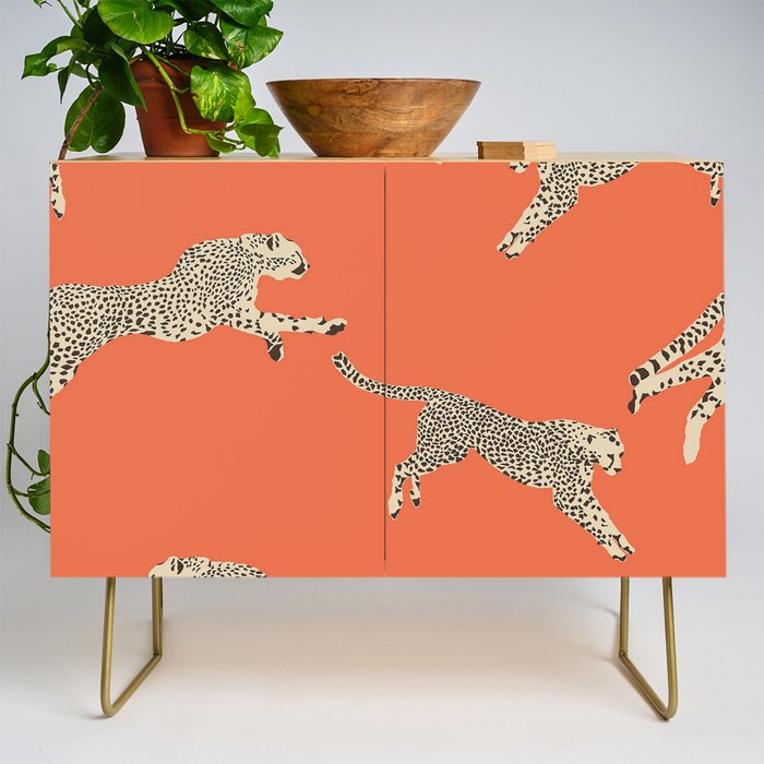 Leaping Cheetahs Tangerine Credenza Gallery Image 1