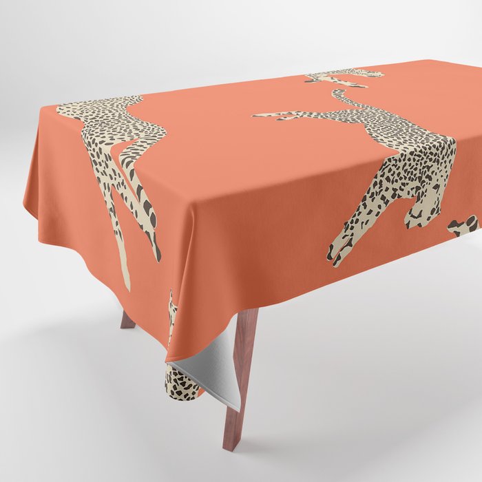 Leaping Cheetahs Tangerine Tablecloth Gallery Image 1