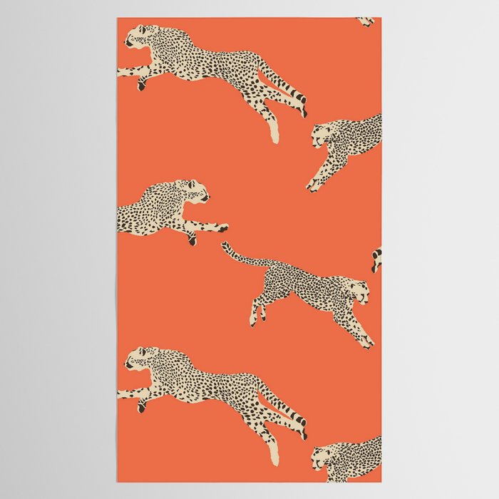 Leaping Cheetahs Tangerine Tablecloth Gallery Image 2