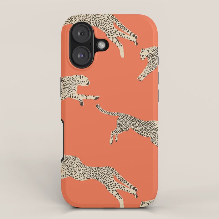 Leaping Cheetahs Tangerine iPhone Case Gallery Image 1