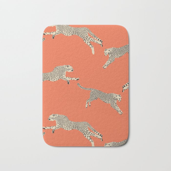 Leaping Cheetahs Tangerine Bath Mat Gallery Image 1