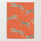 Leaping Cheetahs Tangerine Poster Gallery Image 4