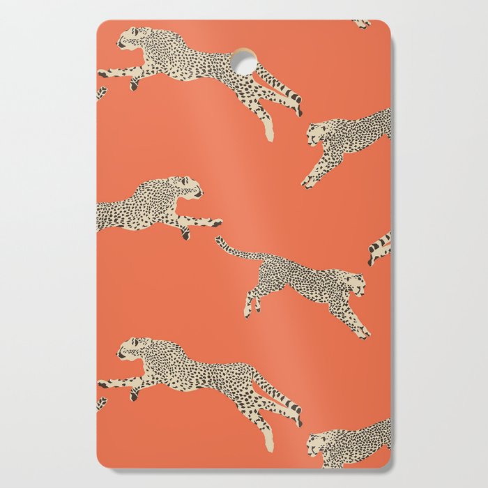 Leaping Cheetahs Tangerine Cutting Board Gallery Image 1