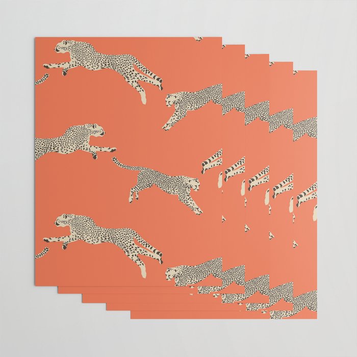 Leaping Cheetahs Tangerine Wrapping Paper Gallery Image 3