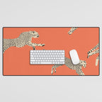 Leaping Cheetahs Tangerine Desk Mat Gallery Image 1