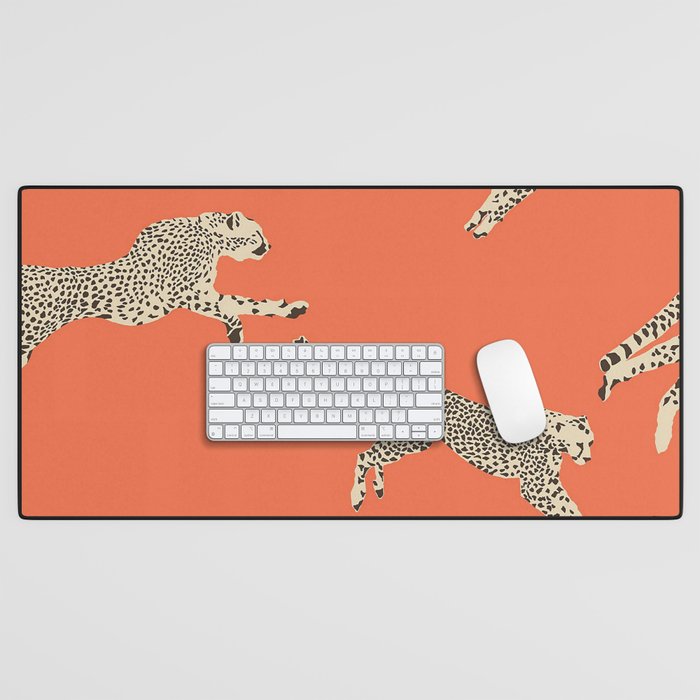 Leaping Cheetahs Tangerine Desk Mat Gallery Image 1