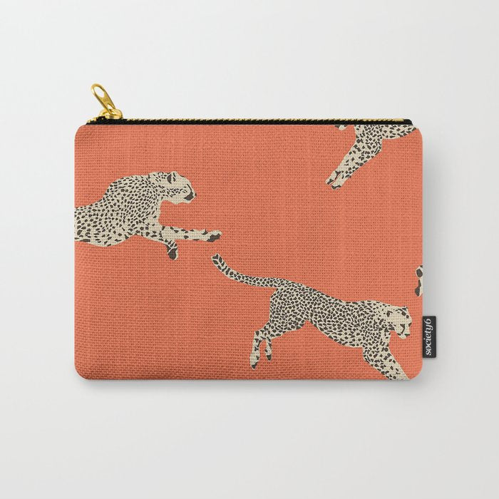 Leaping Cheetahs Tangerine Carry All Pouch