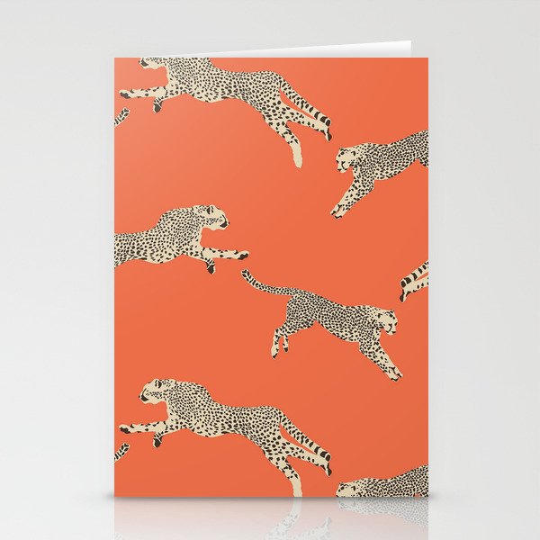 Leaping Cheetahs Tangerine Stationery Card Gallery Image 2