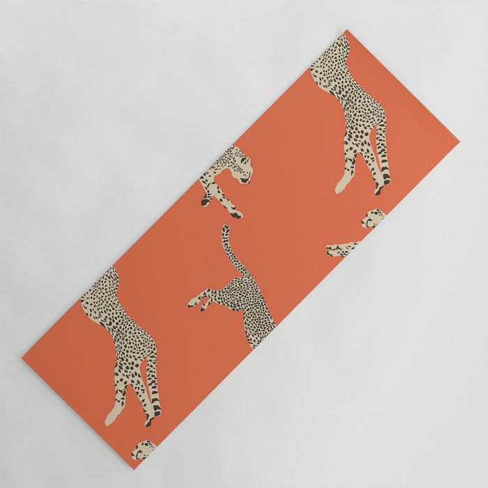Leaping Cheetahs Tangerine Yoga Mat Gallery Image 1
