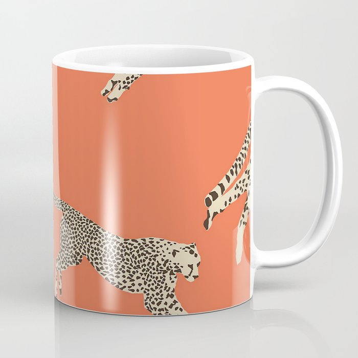Leaping Cheetahs Tangerine Coffee Mug Gallery Image 1