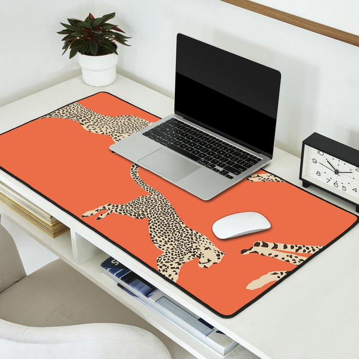 Leaping Cheetahs Tangerine Desk Mat Gallery Image 2