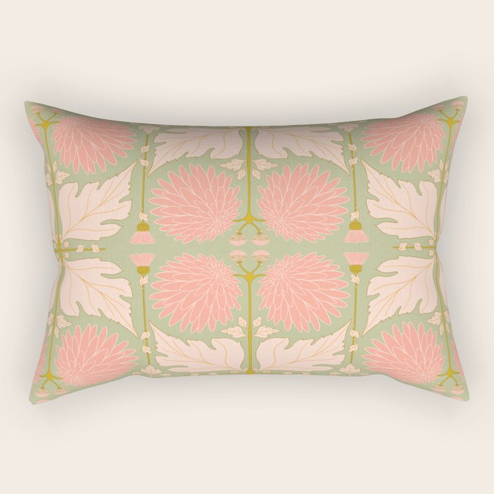 Art Nouveau Bohemian Peach Floral Botanical Rectangular Pillow Gallery Image 1