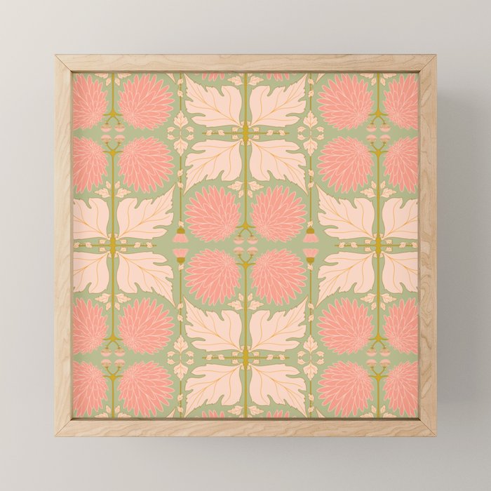 Art Nouveau Bohemian Peach Floral Botanical Mini Art Print Gallery Image 1