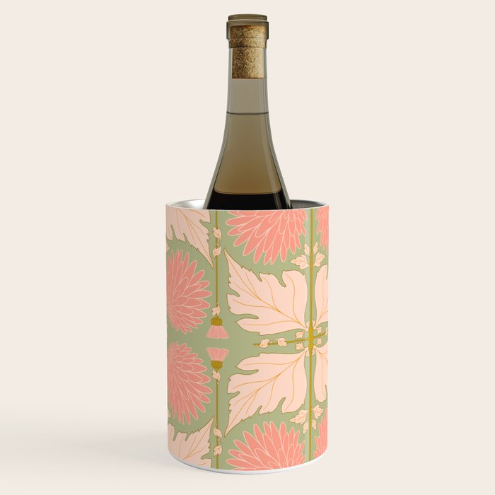 Art Nouveau Bohemian Peach Floral Botanical Wine Chiller Gallery Image 3