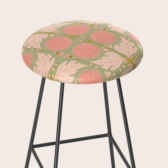 Art Nouveau Bohemian Peach Floral Botanical Stool Gallery Image 2