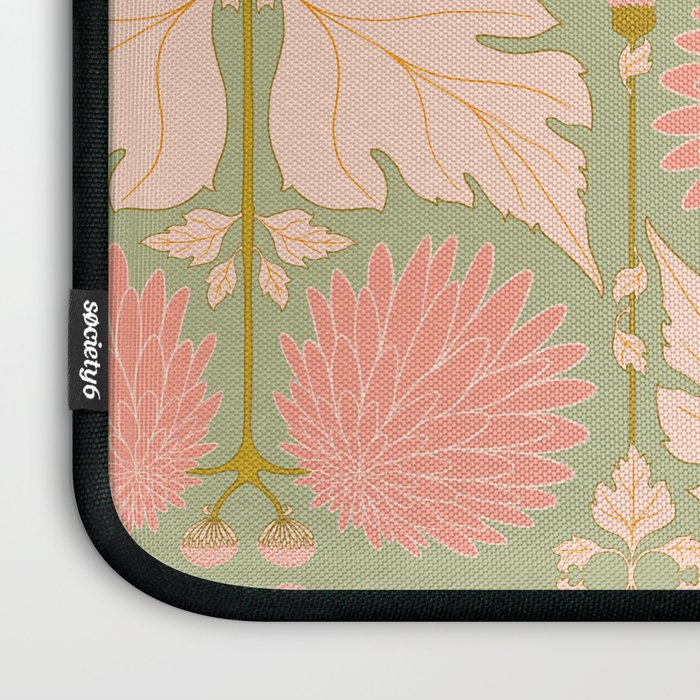 Art Nouveau Bohemian Peach Floral Botanical Laptop Sleeve Gallery Image 3
