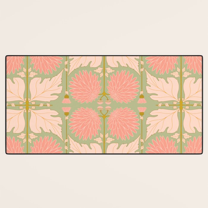 Art Nouveau Bohemian Peach Floral Botanical Desk Mat Gallery Image 3