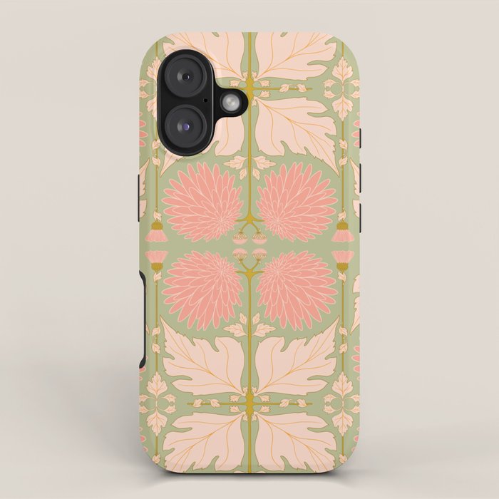 Art Nouveau Bohemian Peach Floral Botanical iPhone Case Gallery Image 1