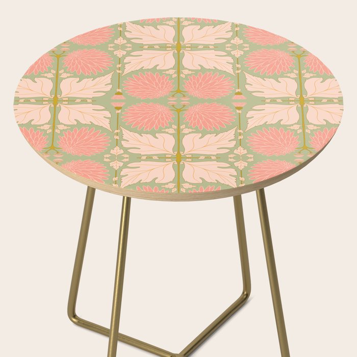 Art Nouveau Bohemian Peach Floral Botanical Side Table Gallery Image 2