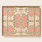 Art Nouveau Bohemian Peach Floral Botanical Serving Tray Gallery Image 1