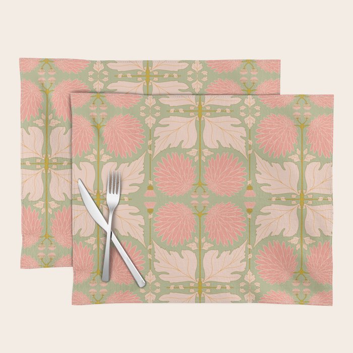 Art Nouveau Bohemian Peach Floral Botanical Placemat Gallery Image 1