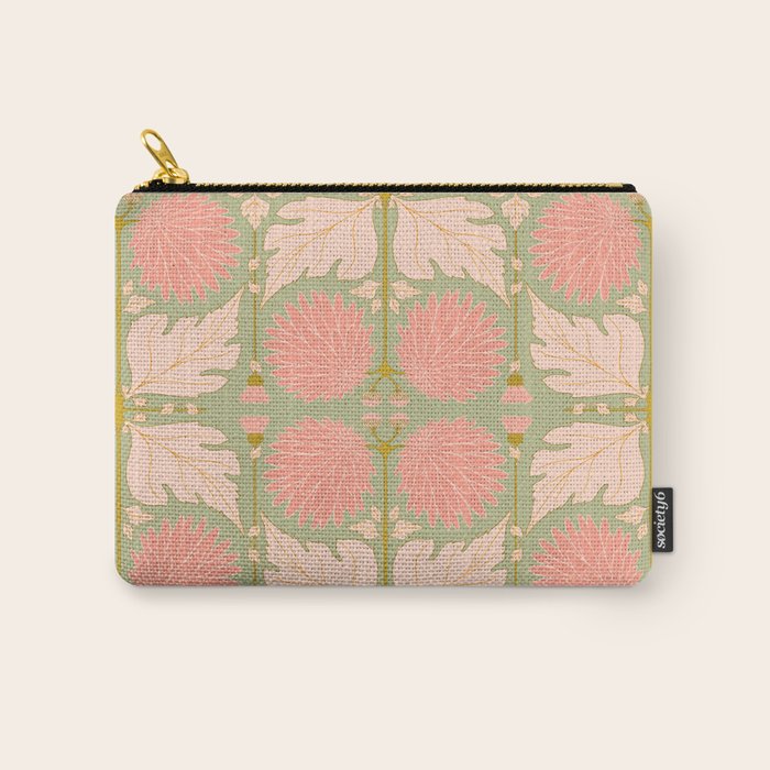 Art Nouveau Bohemian Peach Floral Botanical Carry All Pouch Gallery Image 1