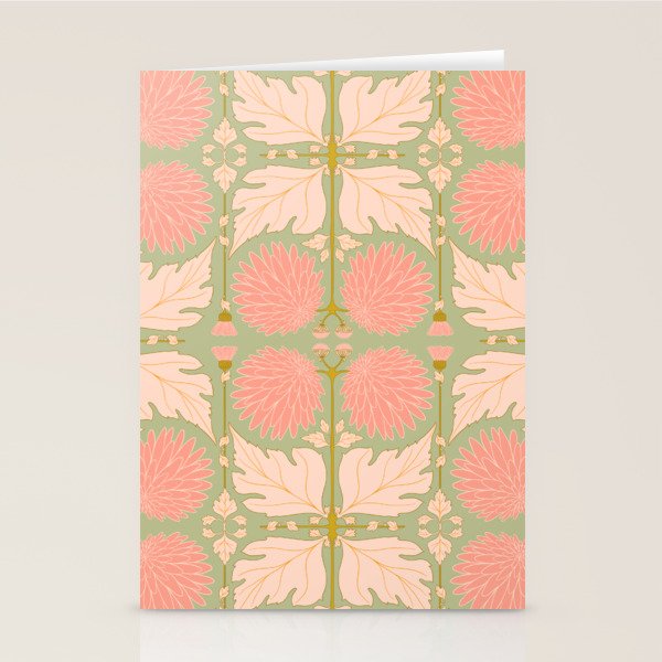 Art Nouveau Bohemian Peach Floral Botanical Stationery Card Gallery Image 1