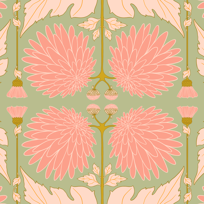 Art Nouveau Bohemian Peach Floral Botanical Coffee Mug Gallery Image 2