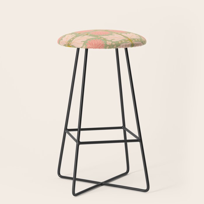 Art Nouveau Bohemian Peach Floral Botanical Stool Gallery Image 1