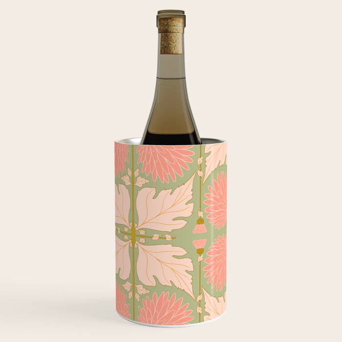 Art Nouveau Bohemian Peach Floral Botanical Wine Chiller Gallery Image 2
