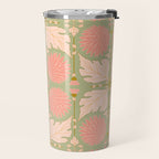 Art Nouveau Bohemian Peach Floral Botanical Travel Mug Gallery Image 2