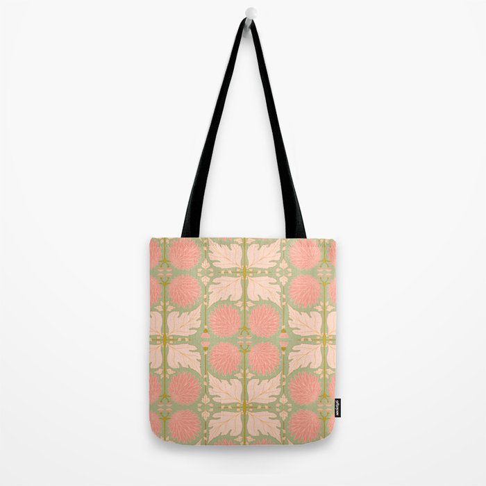 Art Nouveau Bohemian Peach Floral Botanical Tote Bag Gallery Image 2