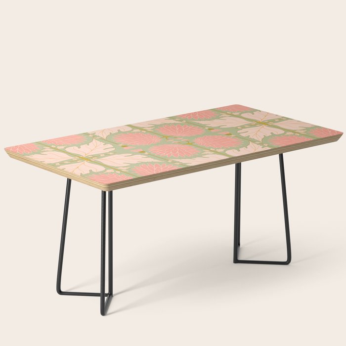 Art Nouveau Bohemian Peach Floral Botanical Coffee Table Gallery Image 1