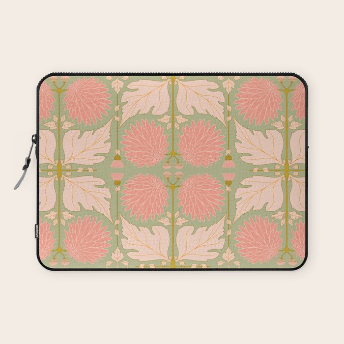 Art Nouveau Bohemian Peach Floral Botanical Laptop Sleeve Gallery Image 1