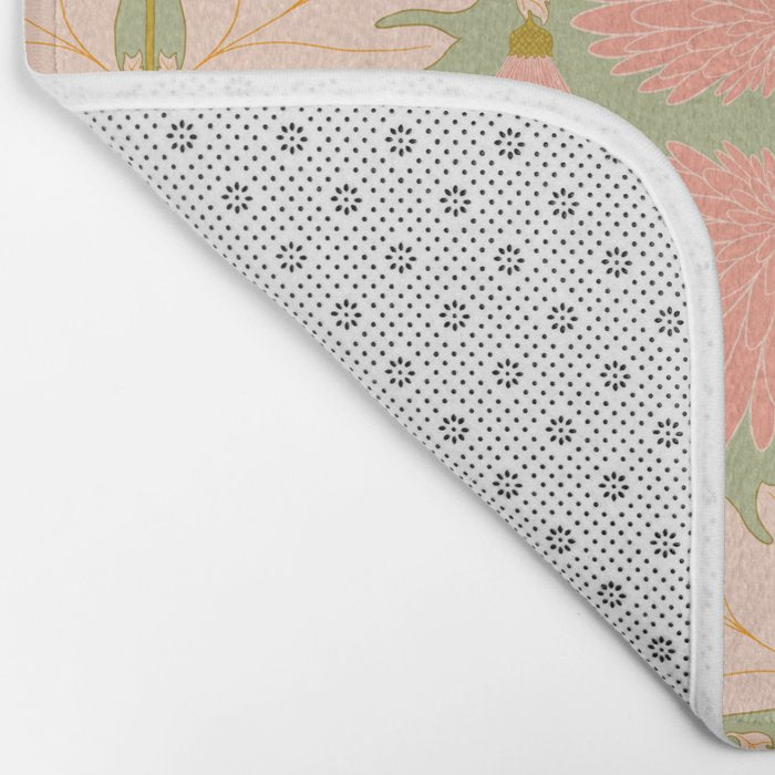 Art Nouveau Bohemian Peach Floral Botanical Bath Mat Gallery Image 2