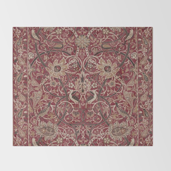William Morris Bullerswood Red,No.2, Throw Blanket Gallery Image 2