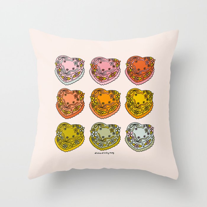 Rainbow Heart Cakes Throw Pillow Gallery Image 6