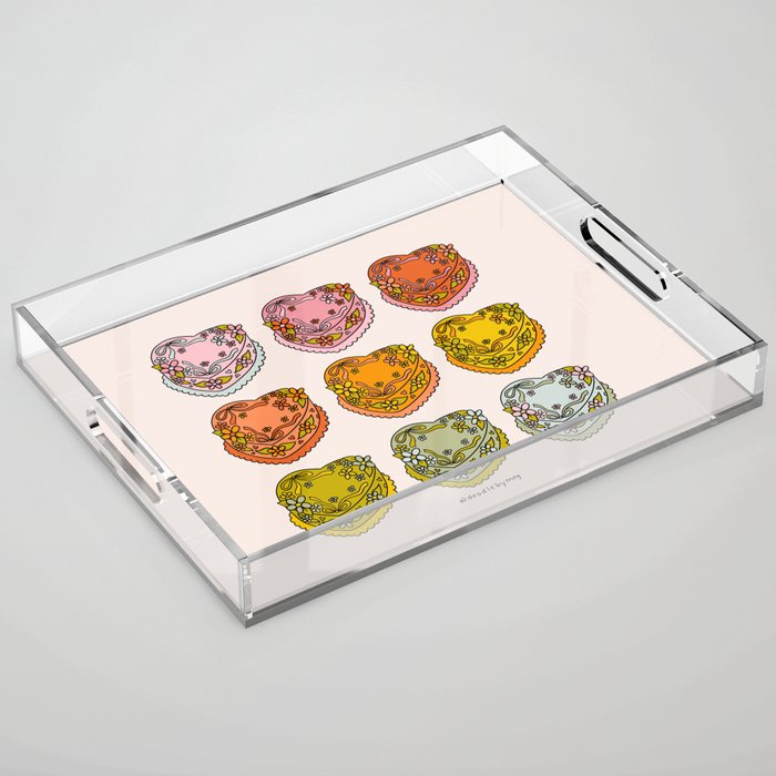 Rainbow Heart Cakes Acrylic Tray Gallery Image 1