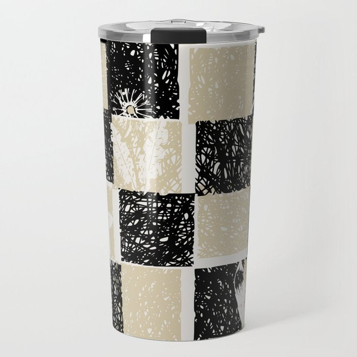 Black Forest check black and white Travel Mug Gallery Image 1