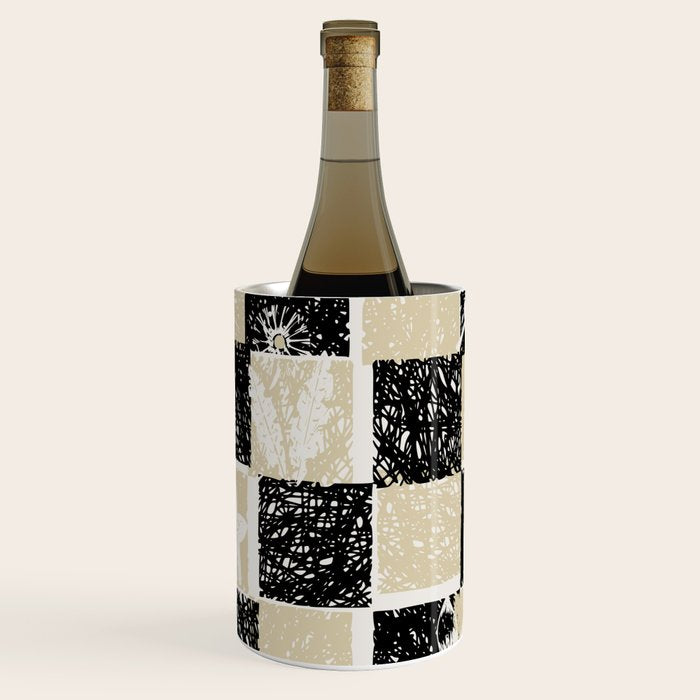 Black Forest check black and white Wine Chiller Gallery Image 1