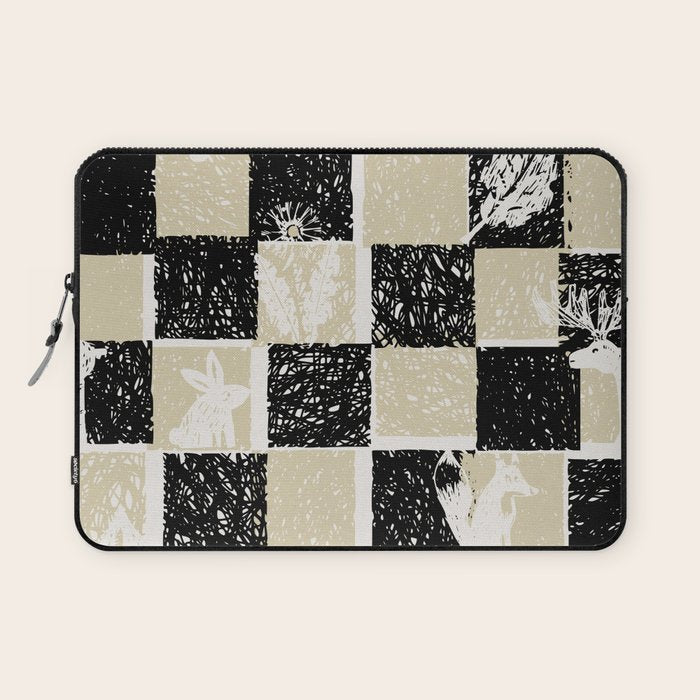 Black Forest check black and white Laptop Sleeve Gallery Image 1