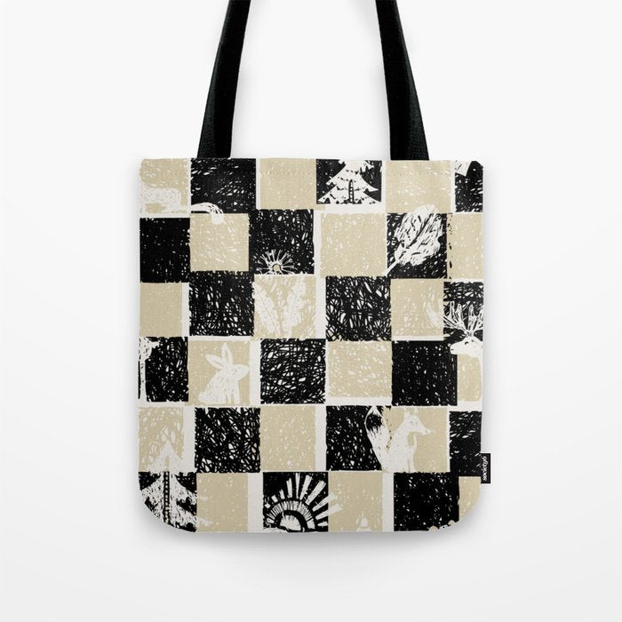 Black Forest check black and white Tote Bag Gallery Image 1