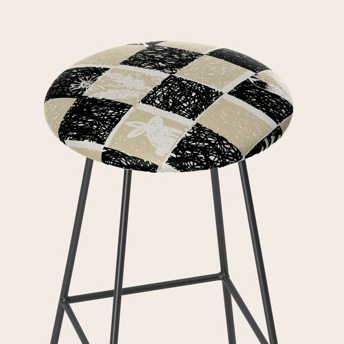 Black Forest check black and white Stool Gallery Image 2