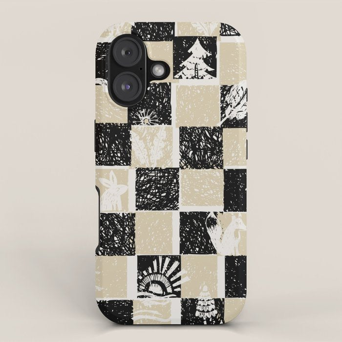 Black Forest check black and white iPhone Case Gallery Image 1
